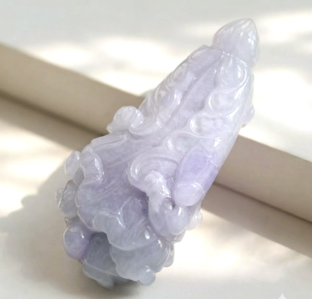 【摆财】紫罗兰翡翠巧雕白菜 | 天然缅甸玉A货翡翠 | 送礼 - 项链 - 玉石 多色