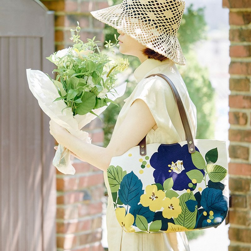 女士 Hanamoyu 帆布手提包 [日本制造] - 手提包/手提袋 - 棉．麻 红色