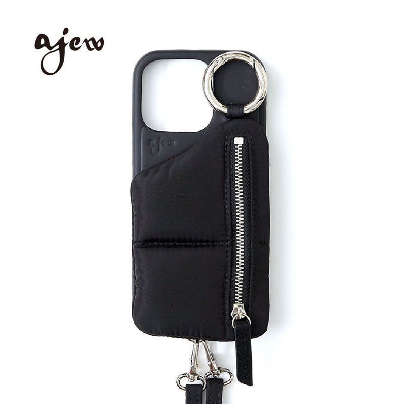 ajew puffer 蓬松羽绒手机壳 / black(附背带) - 手机壳/手机套 - 人造皮革 黑色
