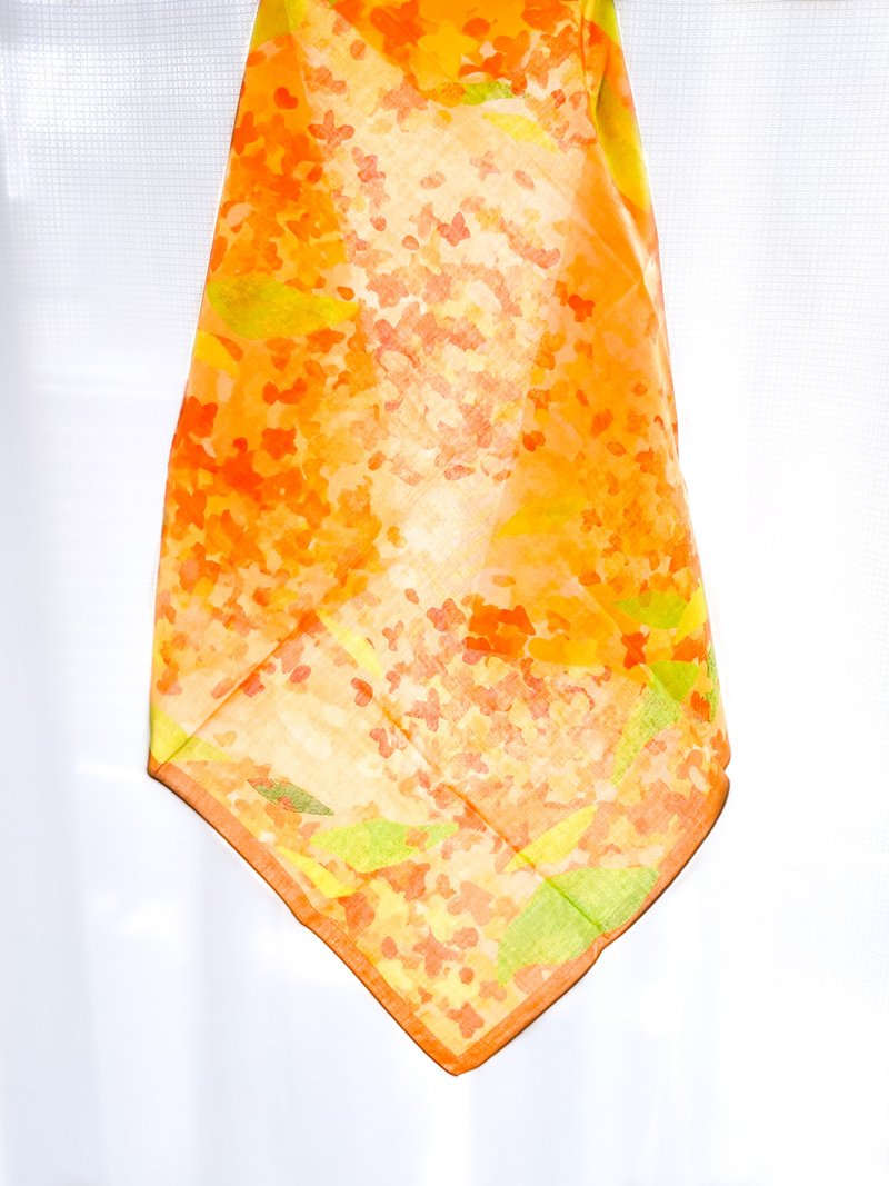 Osmanthus Large Handkerchief - 手帕/方巾 - 棉．麻 橘色