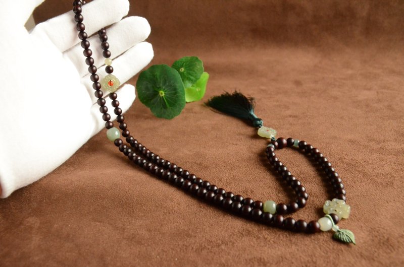 【意满】天然印度老料小叶紫檀108念珠手串手持项链 - 手链/手环 - 木头 