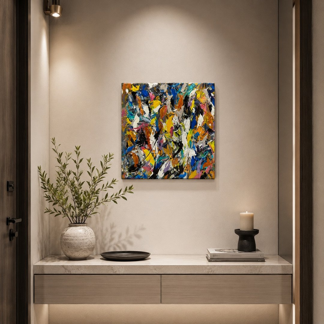 【给自己来点叛逆】金属抽象厚涂挂画 -30×30 手绘压克力原作 - 摆饰 - 棉 