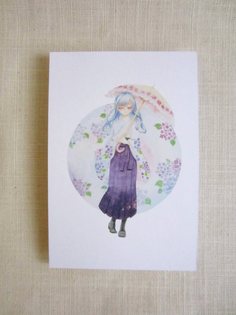 紫阳花-绣球花少女明信片 - 卡片/明信片 - 纸 紫色