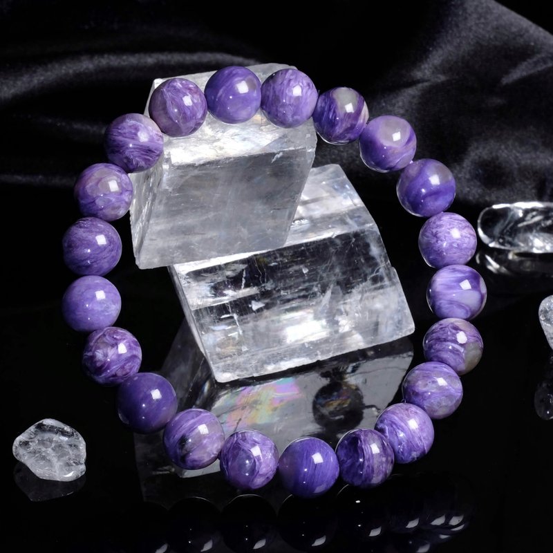 #200一图一物/9.5mm玉化紫龙晶 稀有 情绪健康矿石 天然水晶 - 手链/手环 - 水晶 紫色