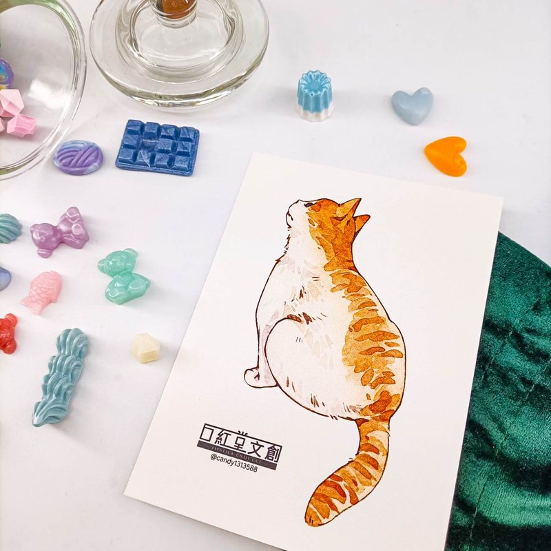 KR474_口紅堂明信片_橘貓6_candy1313588 postcard - 卡片/明信片 - 纸 多色