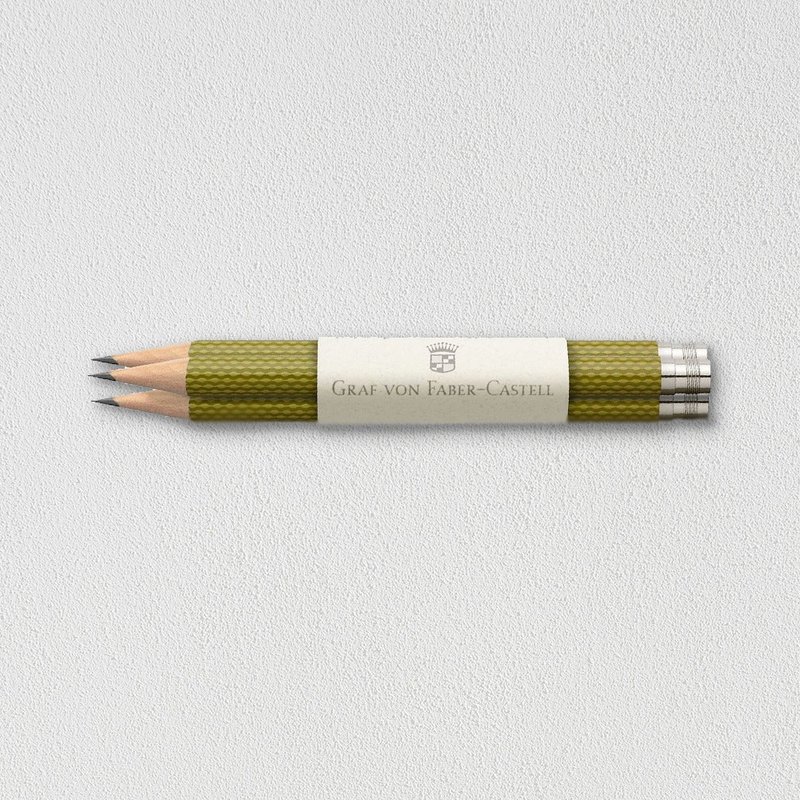 【Graf von Faber-Castell】补充用绳纹完美铅笔3入-橄榄绿 - 铅笔/自动铅笔 - 其他材质 绿色