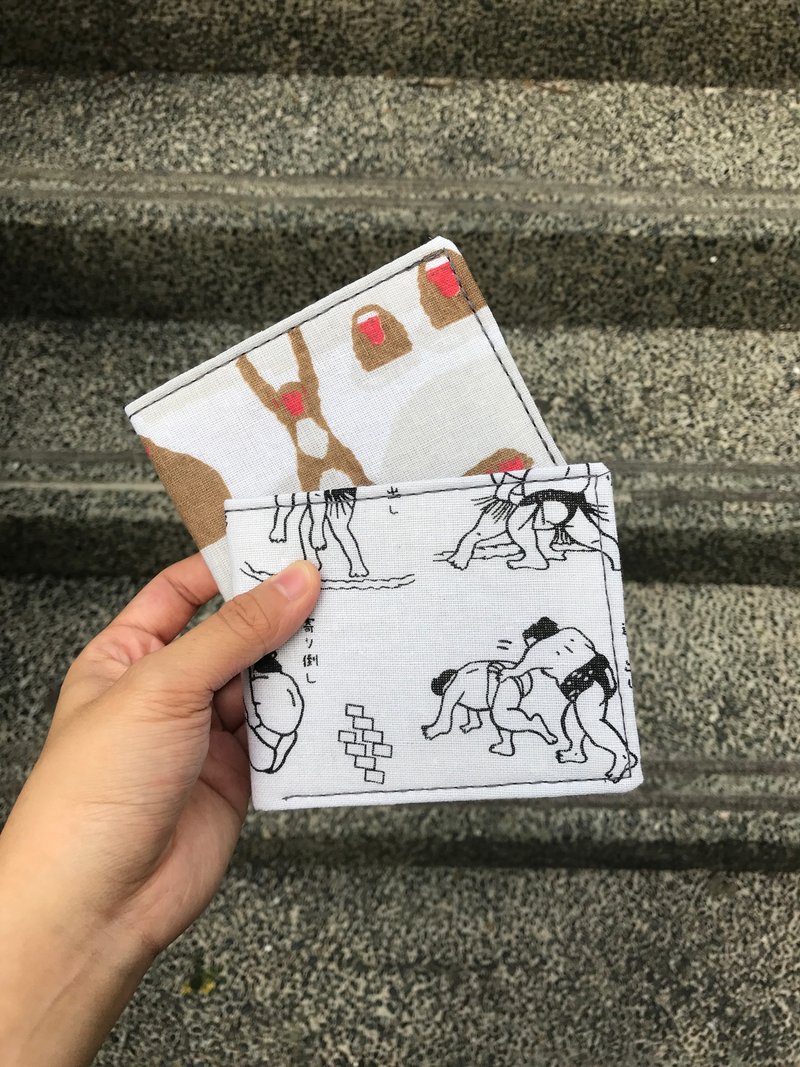 拼布短银包。水洗牛皮纸。相扑手 - 皮夹/钱包 - 纸 