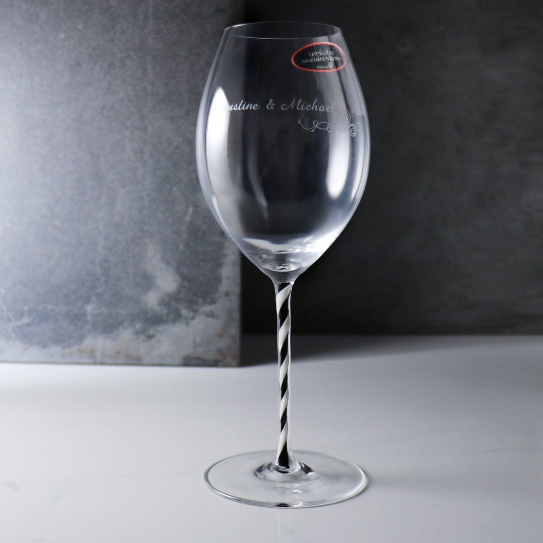 600cc【Riedel】幸福花纹Riedel Fatto a Mano黑白螺旋杯梗水晶杯 - 酒杯/酒器 - 玻璃 黑色