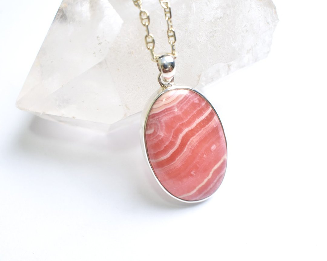 Amulet Jewelry Rhodochrosite Pendant Top Inca Rose - 项链 - 宝石 粉红色