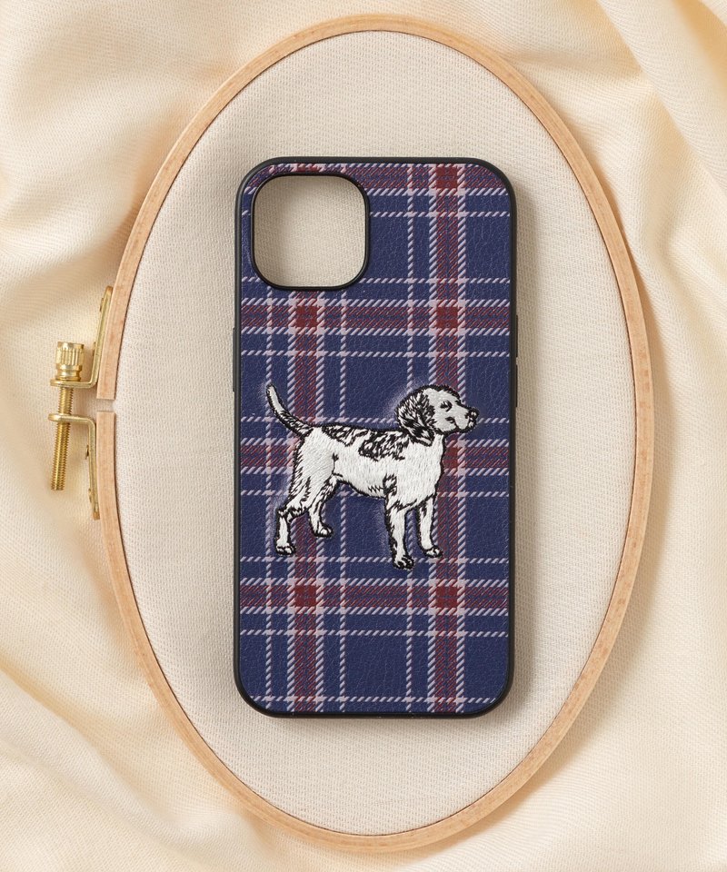 立體刺繡手機殼 iPhone 13 PBAT PU合成皮革 狗狗x海军蓝 - 手机壳/手机套 - 聚酯纤维 多色