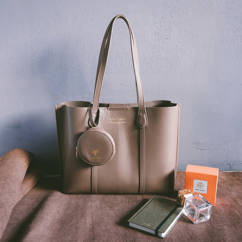 真皮气质肩背托特包 22273 灰N - 侧背包/斜挎包 - 真皮 灰色