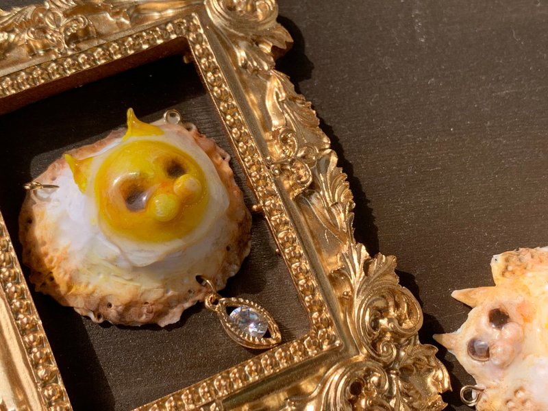 可爱 原创Sunny Side up太阳蛋猫咪系列 荷包蛋 早晨全餐 项链 - 项链 - 粘土 黄色