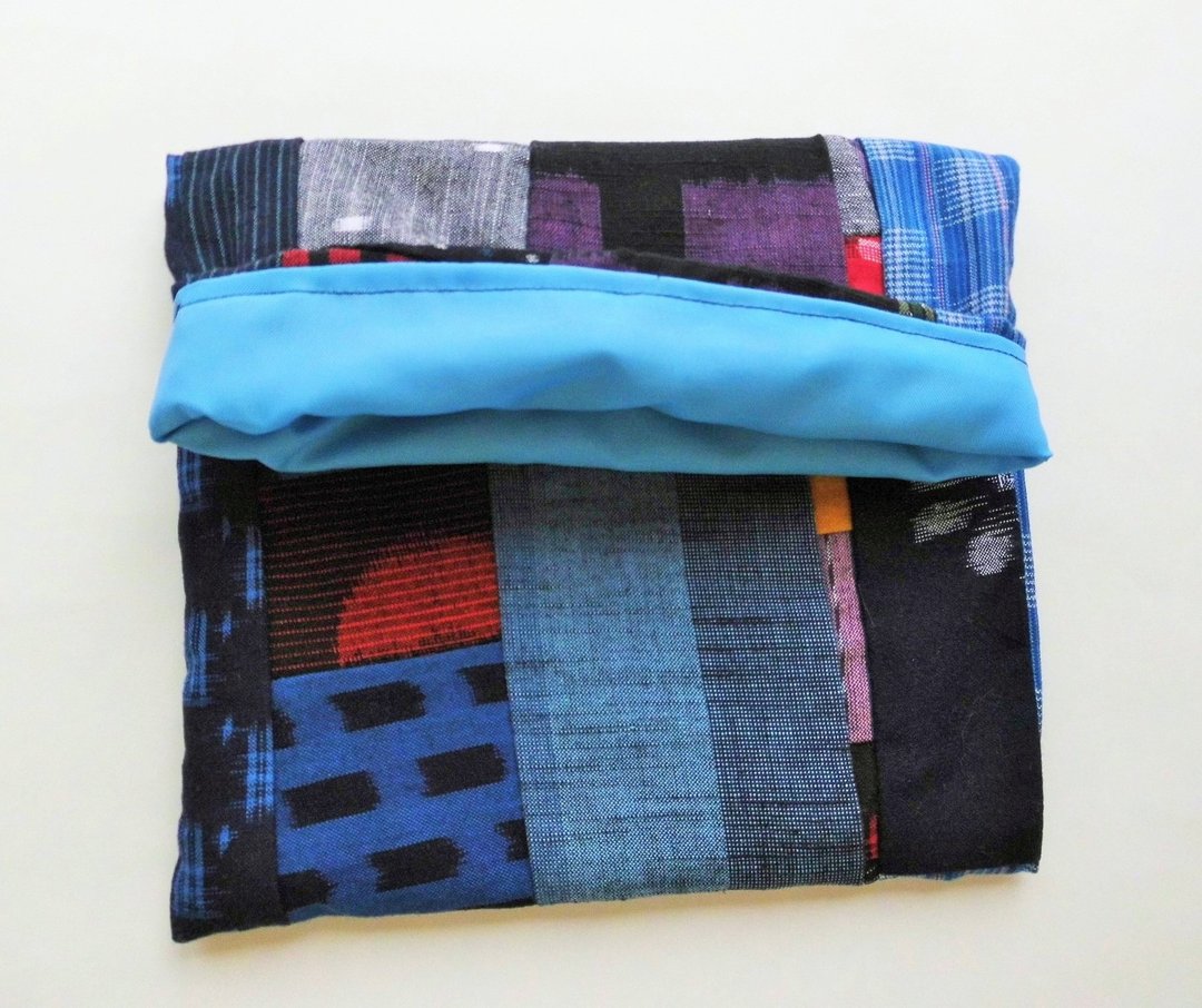 Kurume Aya's slim patchwork pouch_4 - 化妆包/杂物包 - 棉 蓝色