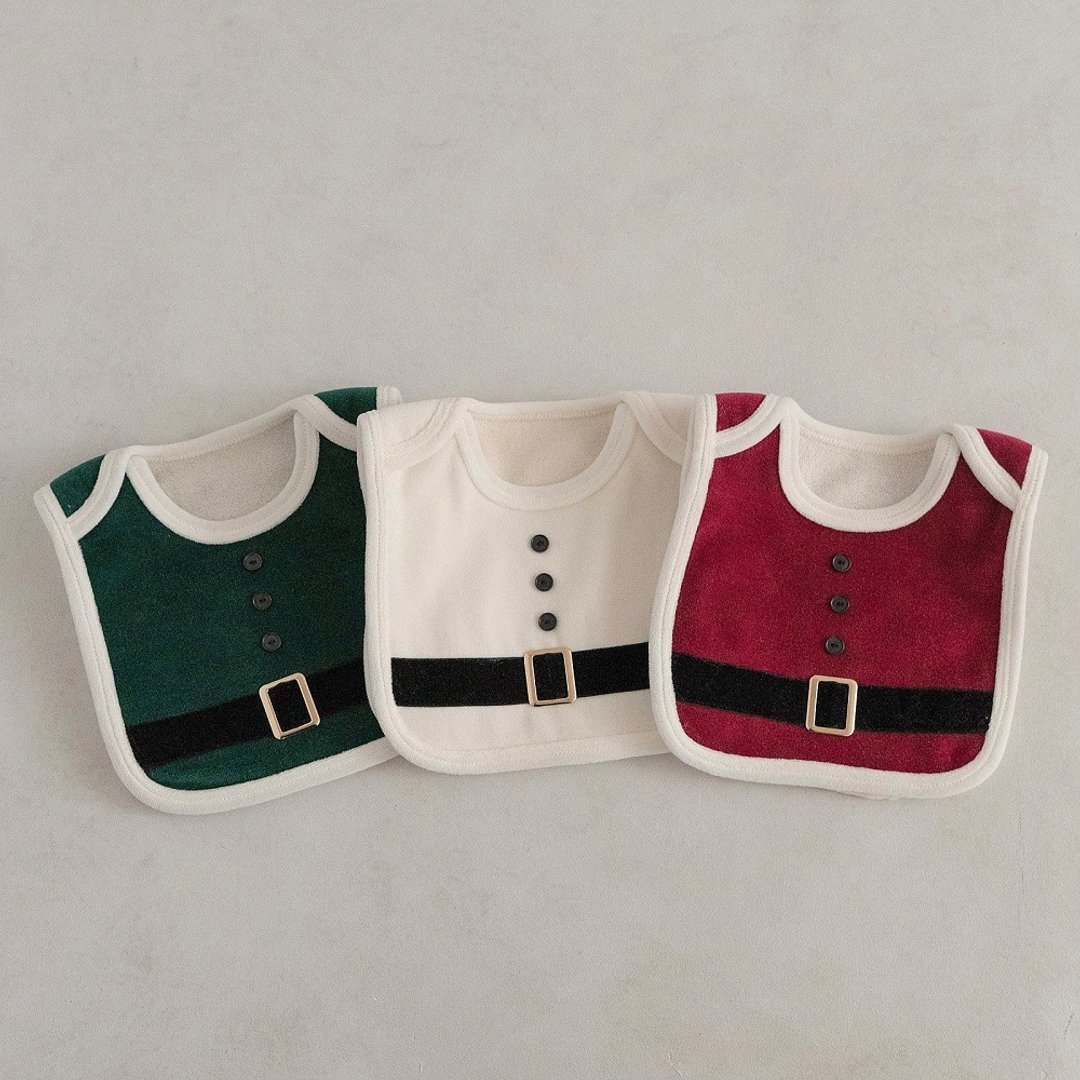韩国圣诞老公公造型围兜  •Santa Bib• - 围嘴/口水巾 - 棉．麻 