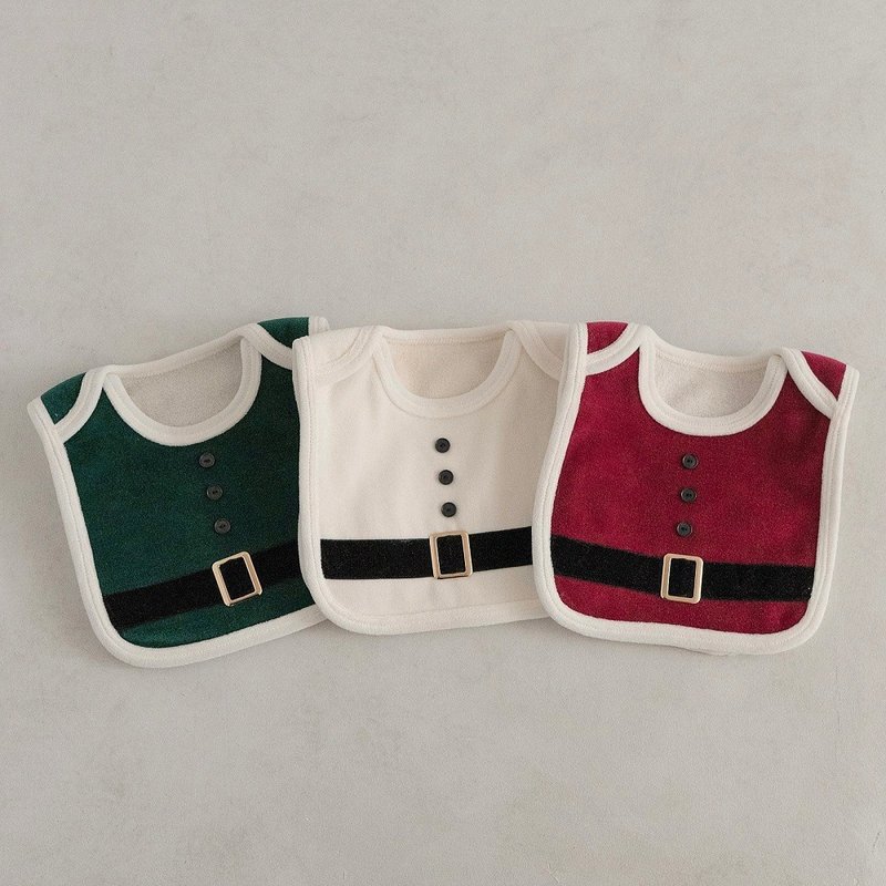 韩国圣诞老公公造型围兜  •Santa Bib• - 围嘴/口水巾 - 棉．麻 