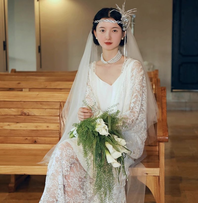 法式复古 新娘结婚礼服 盖茨比婚纱 - 晚装/礼服 - 其他材质 白色