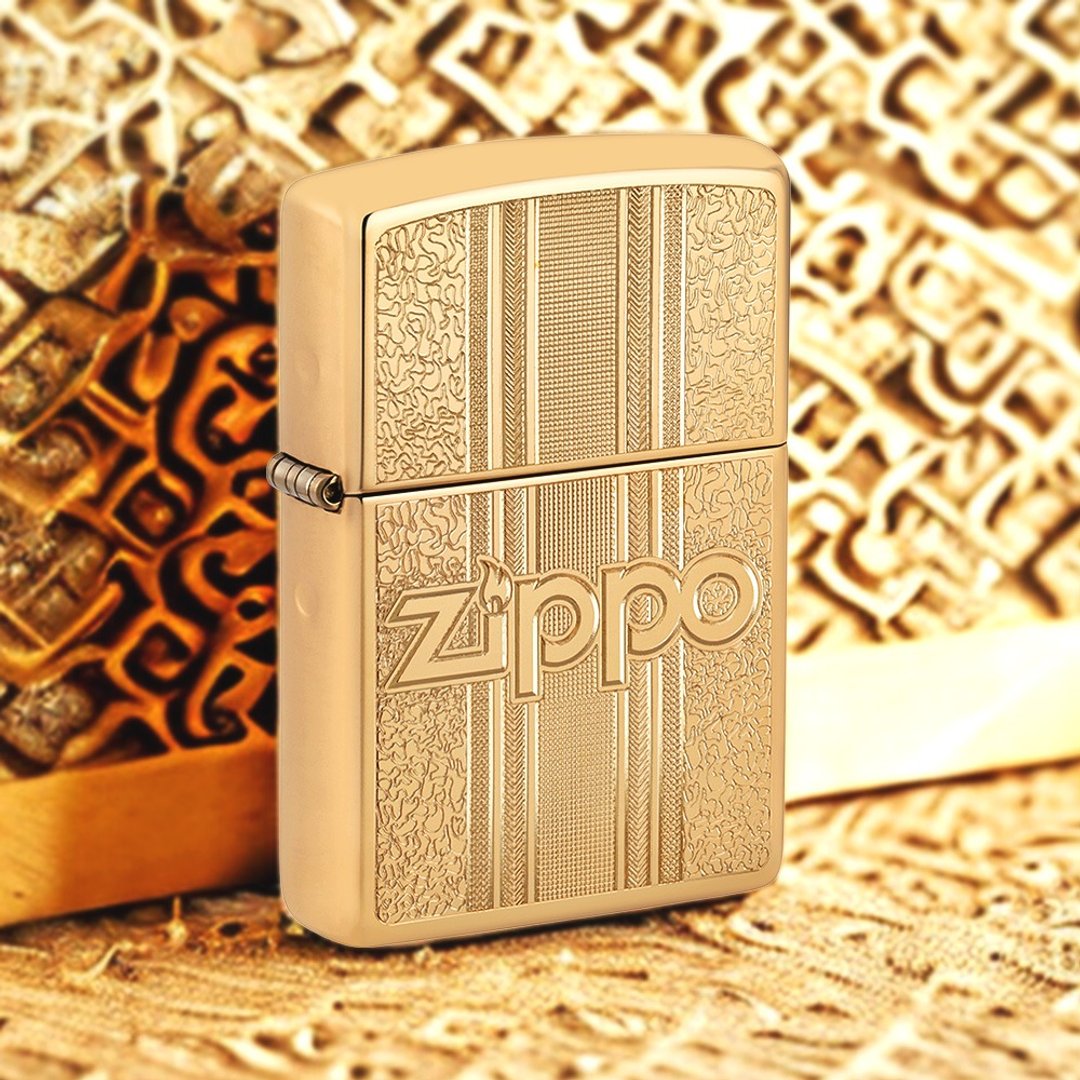 【ZIPPO官方旗舰店】复古黄铜纹路设计防风打火机 29677 - 其他 - 铜/黄铜 金色