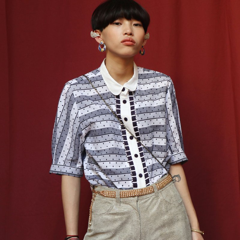 南瓜Vintage。古着水玉点点衬衫 - 女装衬衫 - 棉．麻 