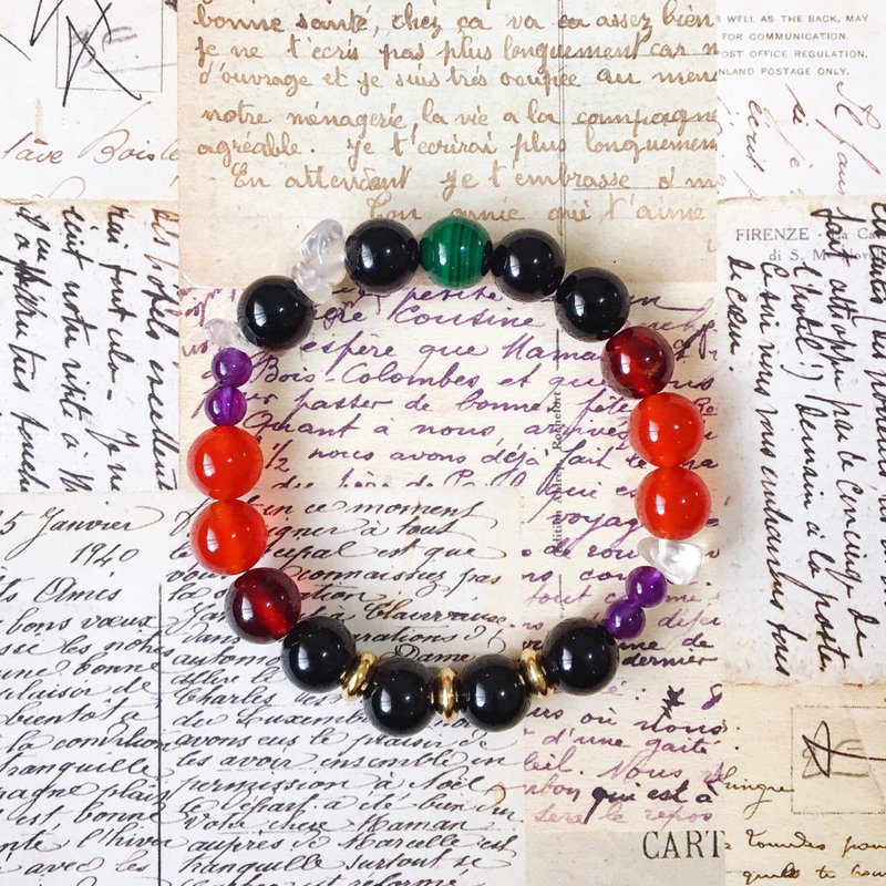 (专属订制款) 孔雀石 黑碧玺 石榴石 红玛瑙 紫水晶 白水晶 手链 - 手链/手环 - 水晶 