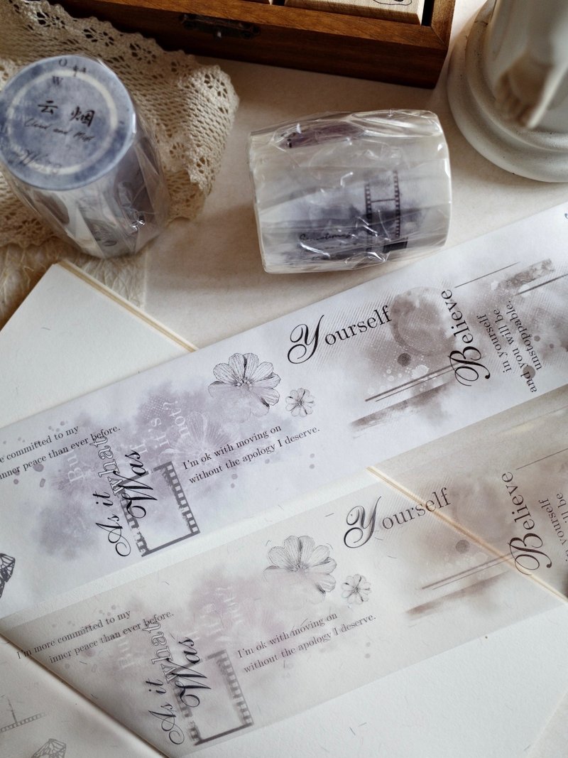 轻复古打底素材 和纸胶带 PET 贴纸 - 纸胶带 - 其他材质 