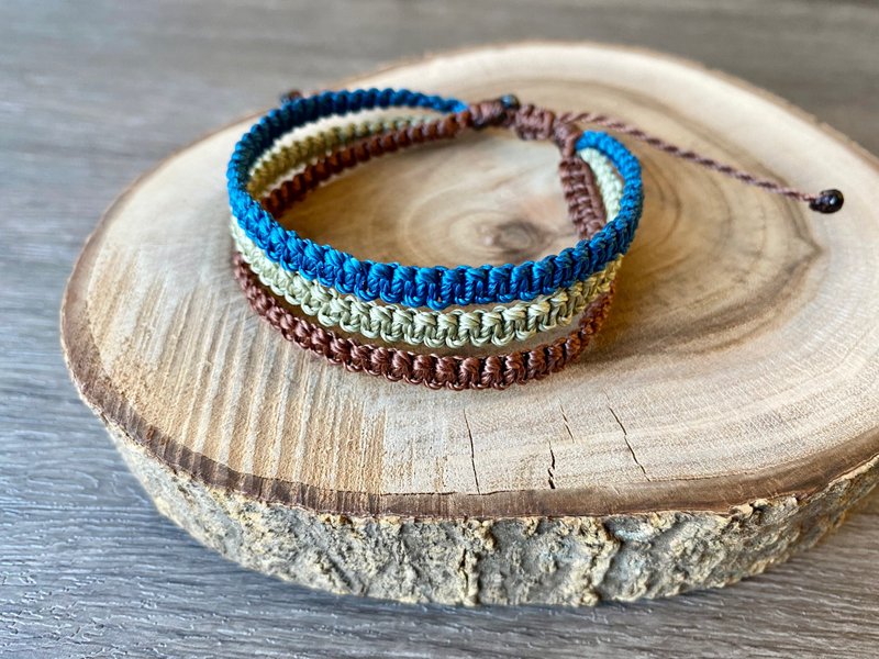 大地三平结 | 手工防水蜡线 | 休闲时尚 - 手链/手环 - 棉．麻 