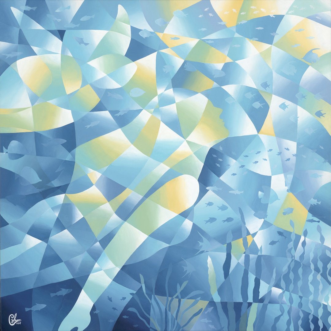 女性抽象绘画 觅光 Woman Abstrac - Searching Light - 订制画像 - 棉 多色