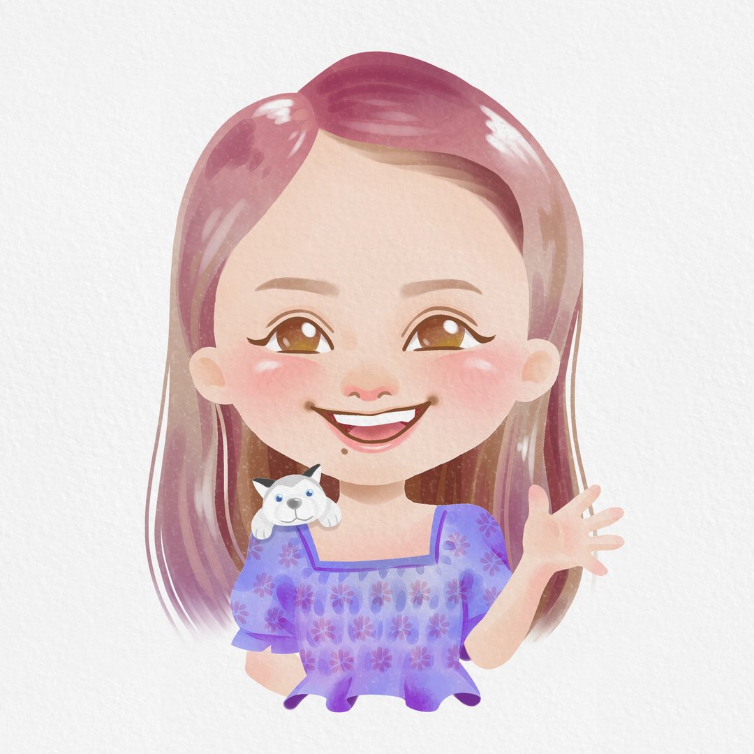 【单人与宠物】精致数位似颜绘 (电绘仿水彩、含JPG与PNG档) - 电子手绘真人画像/绘画/插画 - 其他材质 多色