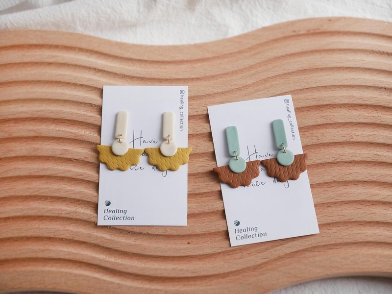 疗愈收藏室 | 甜点祭 俏皮可爱夹心饼干花贴耳式手工软陶耳环 - 耳环/耳夹 - 陶 多色