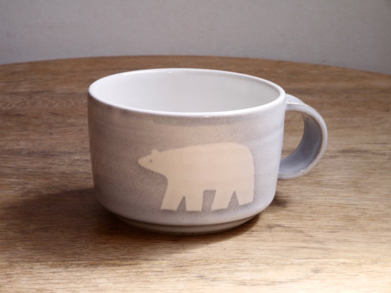Pottery Polar Bear Mug (large) - 花瓶/陶器 - 陶 灰色