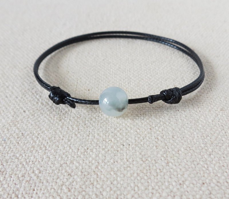 本命年【幸运石】冰种飘花翡翠韩国蜡线手链*Lgb13*招财、开运 - 手链/手环 - 宝石 绿色