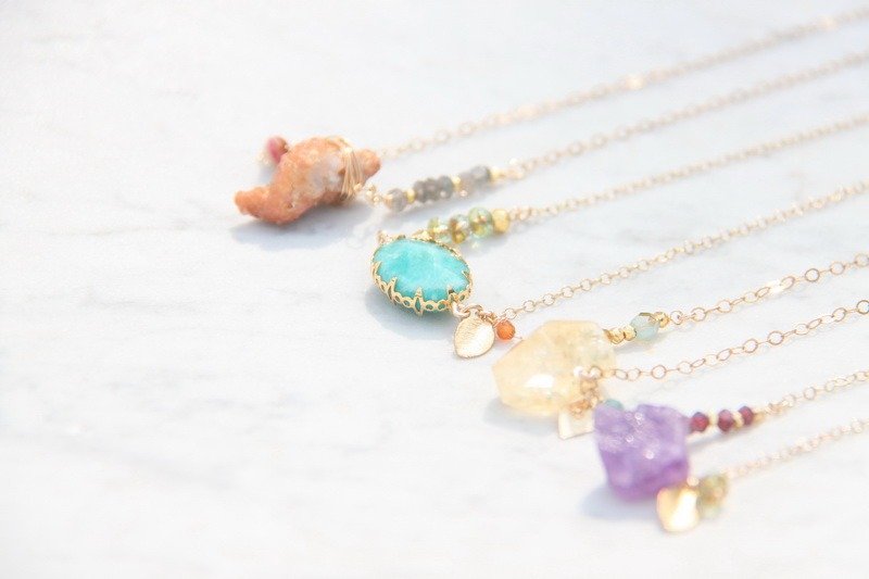 亚马逊石14K包金短链 /Amazotie 14KGF necklace - 项链 - 宝石 绿色