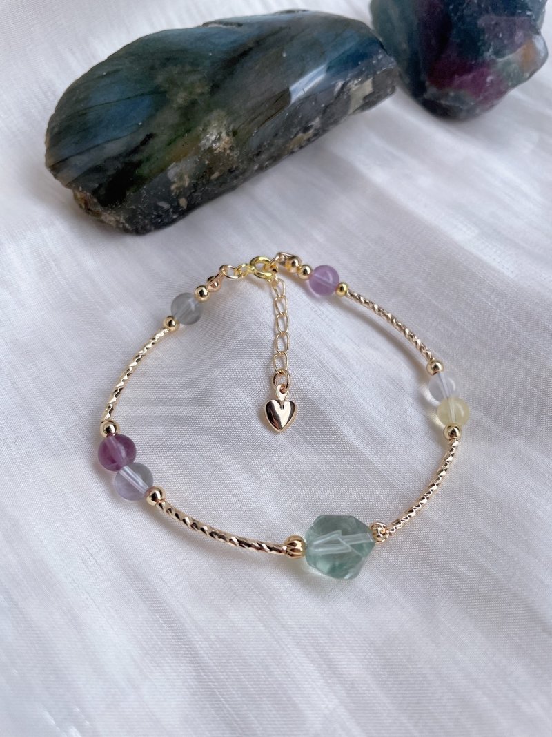 艾莉儿手作//爱的呢喃/萤石//协助稳定情绪14K包金保色手链 - 手链/手环 - 其他金属 