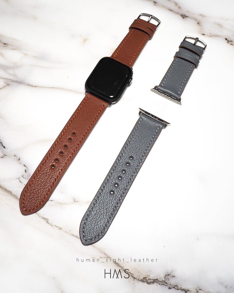 法国山羊皮 Apple watch 表带 - 表带 - 真皮 灰色
