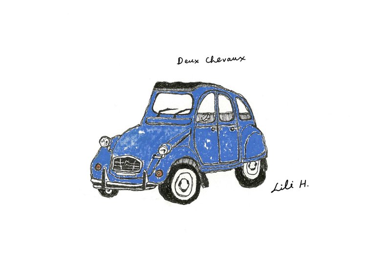 法国老爷车 (手绘插画含A4画框) - 海报/装饰画/版画 - 纸 
