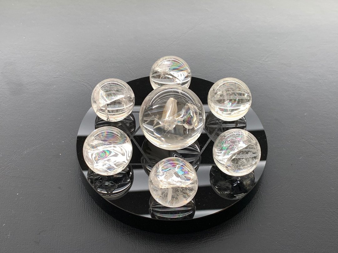 天然白水晶七星阵 彩虹白水晶七星阵 2 净化负能量 黑曜七星盘 - 其他 - 水晶 白色