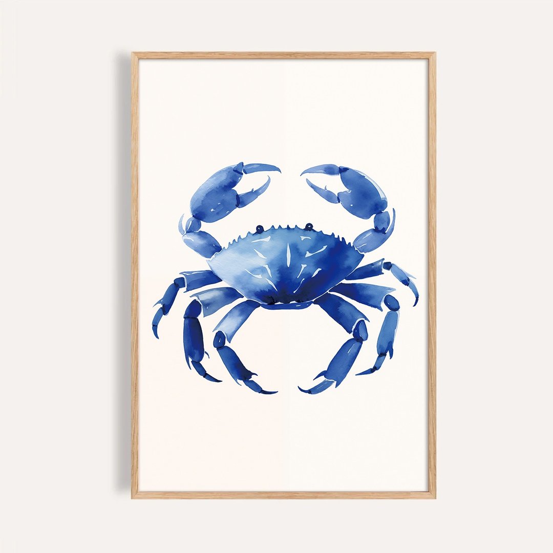 海蓝蟹 Blue Crab / 海洋插画挂画 / 无框艺术输出 - 海报/装饰画/版画 - 纸 