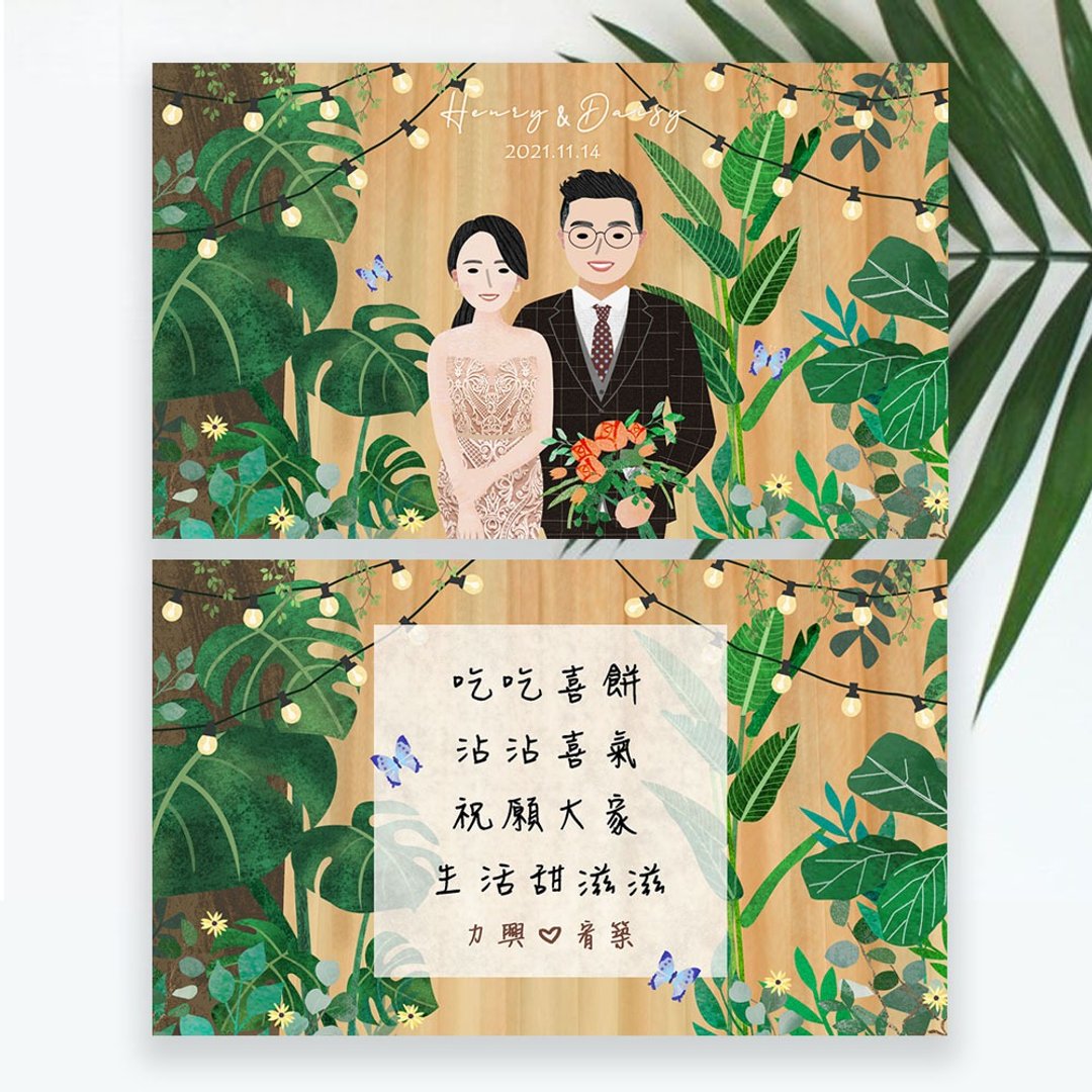 | 定制插画谢卡 | 婚礼谢卡 | 似颜绘+背景 | 电子档 |赠手机壁纸 - 电子喜帖/贺卡/邀请函 - 其他材质 