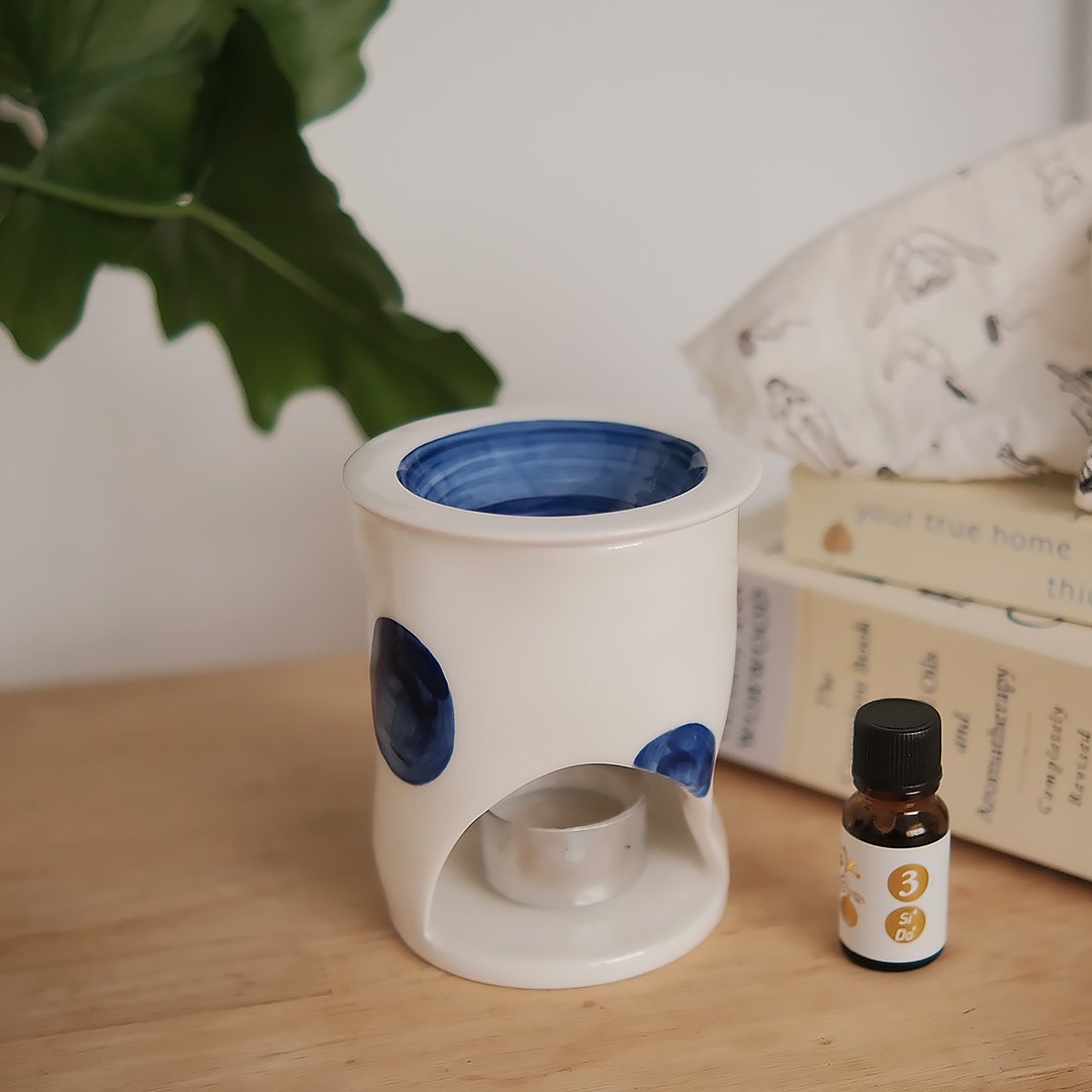 波卡圆点/灵感线条 手工陶瓷精油扩香炉/器 - 香薰/精油/线香 - 瓷 白色
