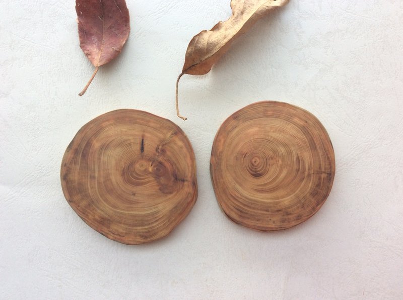 木s手作-橙花柠檬香桧木杯垫套组 闻香/礼物/森林系/芬多精 - 摆饰 - 木头 金色