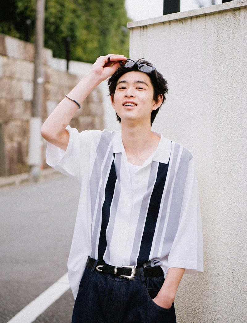 浪荡 日本进口丝麻针织短袖衬衫 - 男装衬衫 - 其他材质 白色