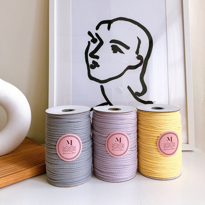 Macrame辫子绳 浅灰蓝 / 粉紫 / 鹅黄 3mm - 编织/刺绣/羊毛毡/裁缝 - 棉．麻 多色