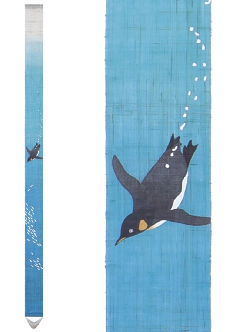 京都手绘细亚麻吊饰-第一只企鹅 - 摆饰 - 棉．麻 