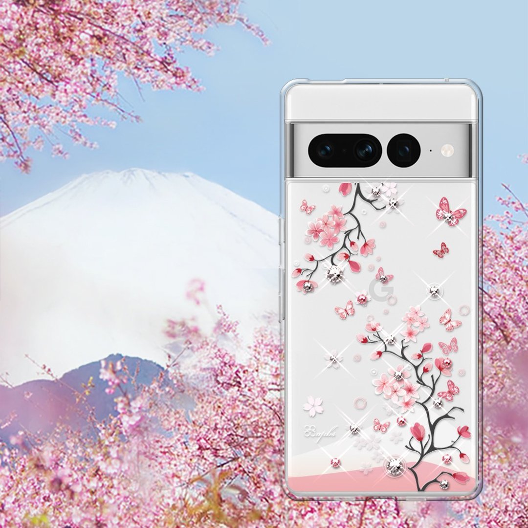 Google Pixel 7系列 轻薄军规防摔水晶彩钻手机壳-日本樱 - 手机壳/手机套 - 其他材质 多色
