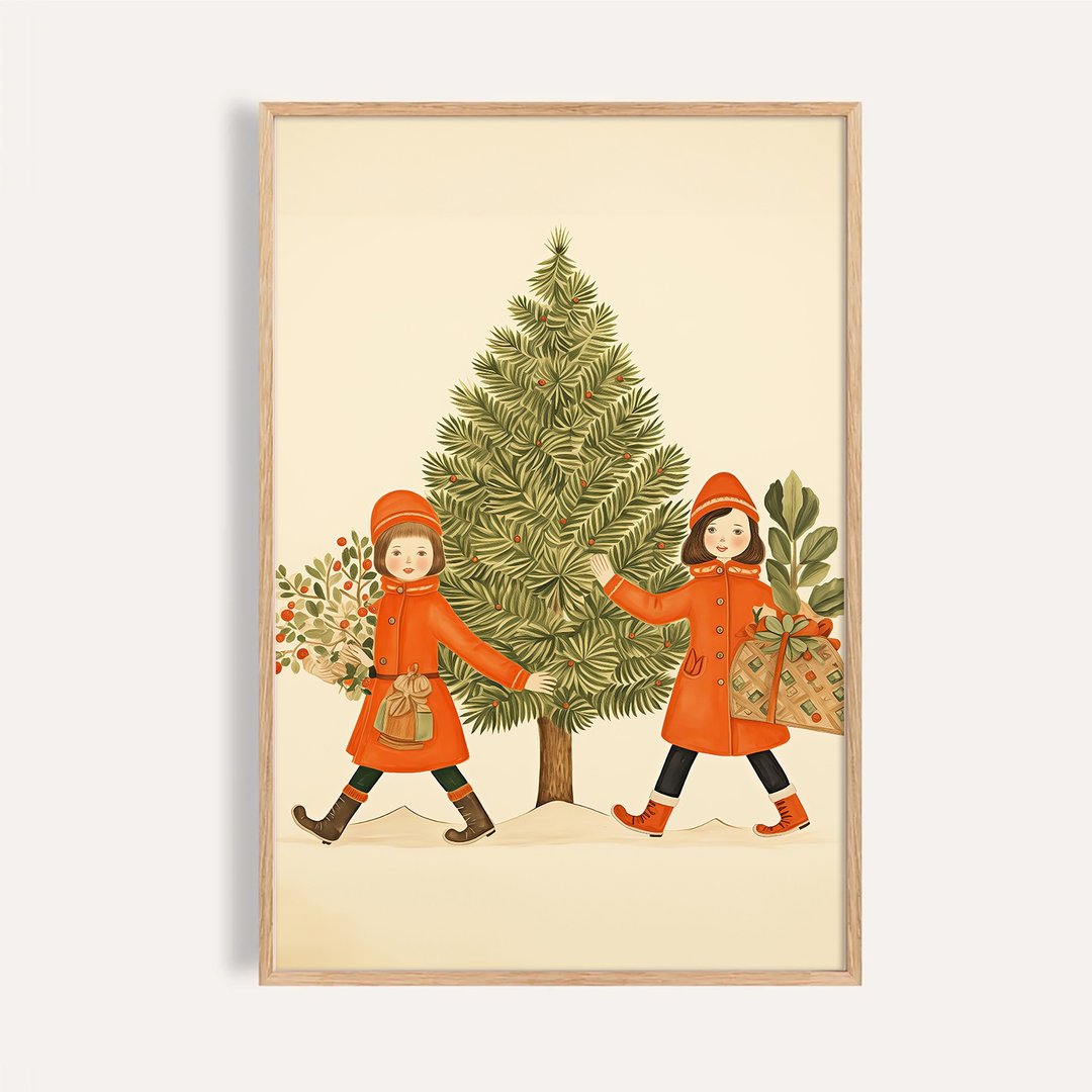 欢乐耶诞风格 / 圣诞林间的孩子 圣诞挂画 海报 无框画 - 海报/装饰画/版画 - 纸 