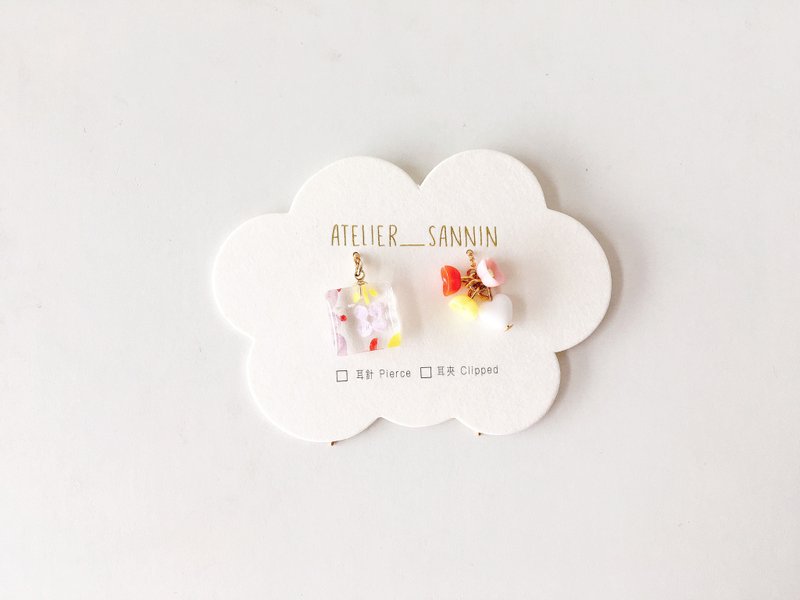 粉红万花筒系列-扭扭灿花 手绘 垂坠 手作耳环 耳针/耳夹 - 耳环/耳夹 - 其他材质 红色