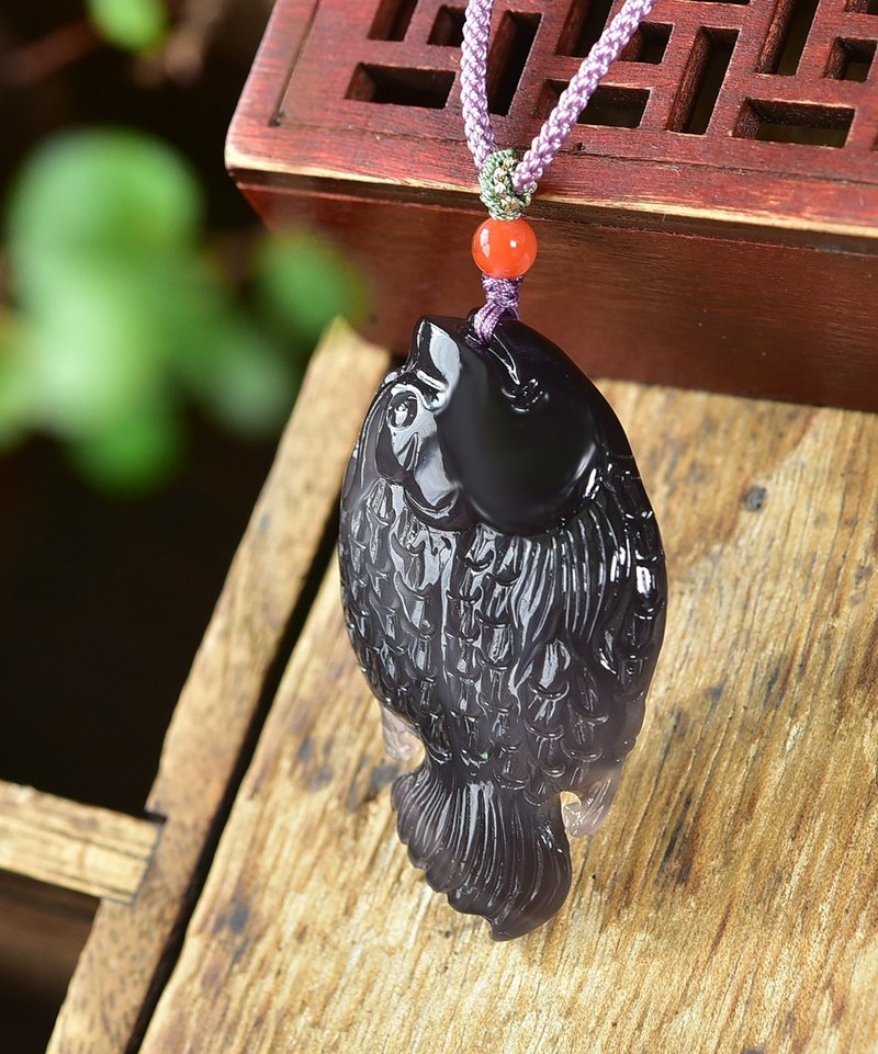 秒杀价 天然和田玉烟紫鱼吊坠   寓意吉祥如意 - 吊饰 - 玉石 