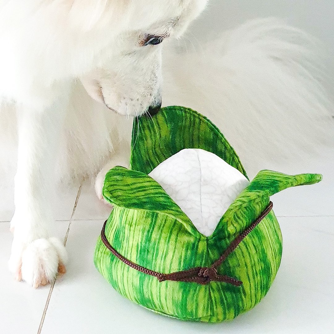 Furball Rice Dumpling Squeakie Chew Toy (Premium) - 玩具 - 棉 绿色