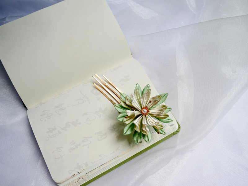 昙花  缠花发簪发饰发夹配饰古风旗袍汉服新中式搭配 可定制改色 - 发饰 - 绣线 绿色