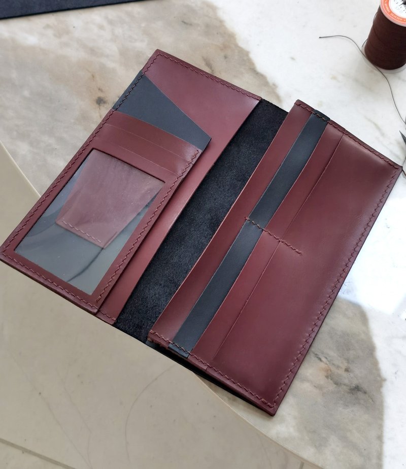 长夹diy皮革材料包/完成品 大容量长银包 拼色钱包 定制刻字礼物 - 皮件 - 真皮 