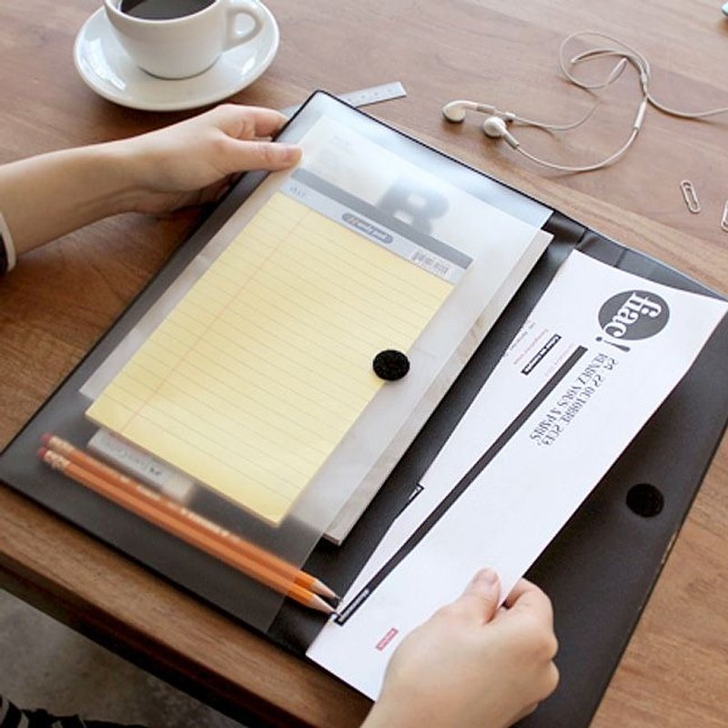 Seeso-皮纹文件收纳袋(A4)V2-简约黑,SSO32722 - 文件夹/资料夹 - 塑料 黑色